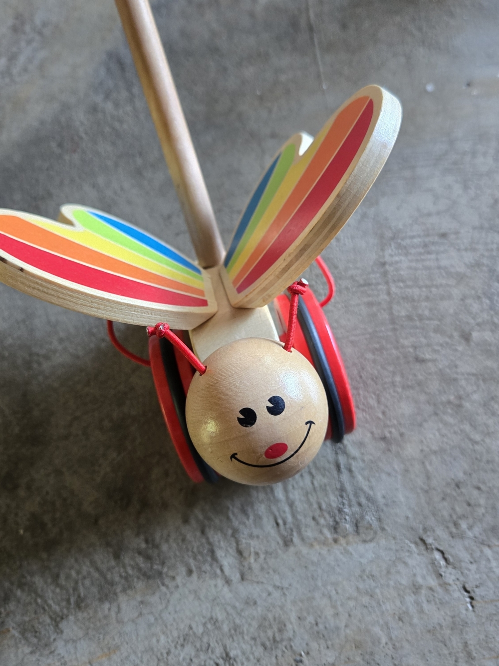 2 For $15 Wooden Rainbow Butterfly Push Toy - Red Accent